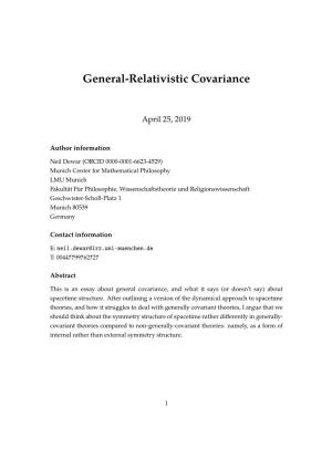 General-Relativistic Covariance