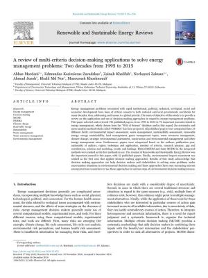 A Review of Multi-Criteria Decision-Making Applications To