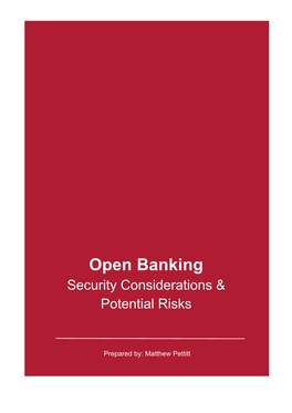 Open Banking Security Considerations & Potential Risks