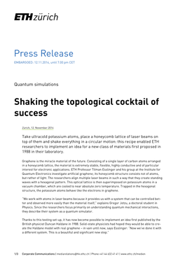 Press Release Shaking the Topological Cocktail of Success