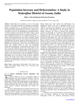Population Increase and Deforestation: a Study in Kokrajhar District of Assam, India