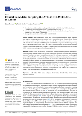Clinical Candidates Targeting the ATR–CHK1–WEE1 Axis in Cancer