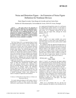 An Extension of Noise Figure Definition for Nonlinear Devices