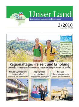 Regionaltage: Freizeit Und Erholung Landkreis Startet Qualitätsoffensive – Tourismustag in Wörth A