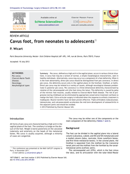 Cavus Foot, from Neonates to Adolescents