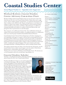 Coastal Studies Center Annual Report Number 10 • September 2010-August 2011