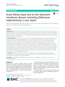 Acute Kidney Injury Due to Thin Basement Membrane Disease