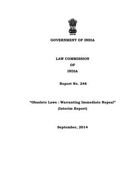 GOVERNMENT of INDIA LAW COMMISSION of INDIA Report No