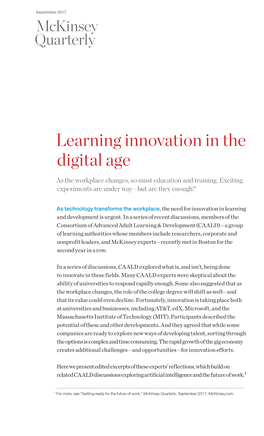 Learning Innovation in the Digital Age