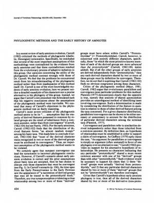 1982) Criticized the Methods of Phylogenetic (Cladis- Thyridae" (= Protorothyrididae