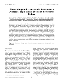 Fine-Scale Genetic Structure in Pinus Clausa (Pinaceae) Populations: Effects of Disturbance History