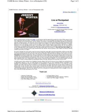 Live at Rockpalast (CD) Page 1 of 2