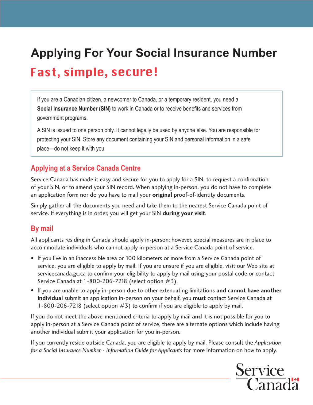 Applying for Your Social Insurance Number