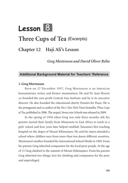 Lesson 8 Three Cups of Tea (Excerpts) Chapter 12 Haji Ali’S Lesson