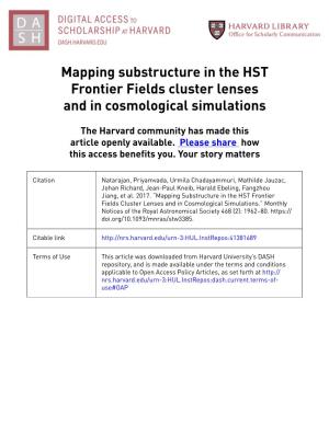 Mapping Substructure in the HST Frontier Fields Cluster Lenses and in Cosmological Simulations