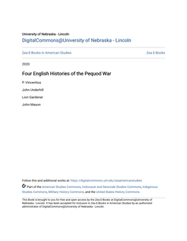 Four English Histories of the Pequod War