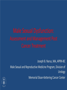Male Sexual Dysfunction: Assessment and Management Post Cancer Treatment