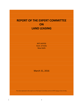 Report of the Expert Committee on Land Leasing