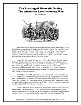 The Burning of Norwalk During the American Revolutionary War by Ron Brown