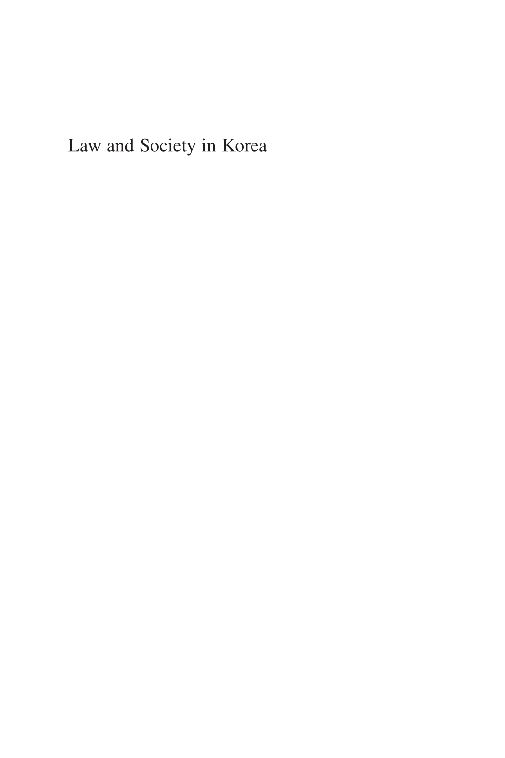 Law and Society in Korea