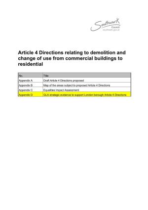 Article 4 Directions Relating to Demolition and Change of Use from Commercial Buildings to Residential