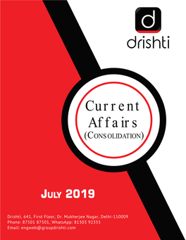 Monthly Current Affairs Consolidation (July 2019).Pdf