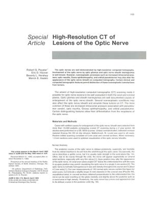High-Resolution CT of Lesions of the Optic Nerve