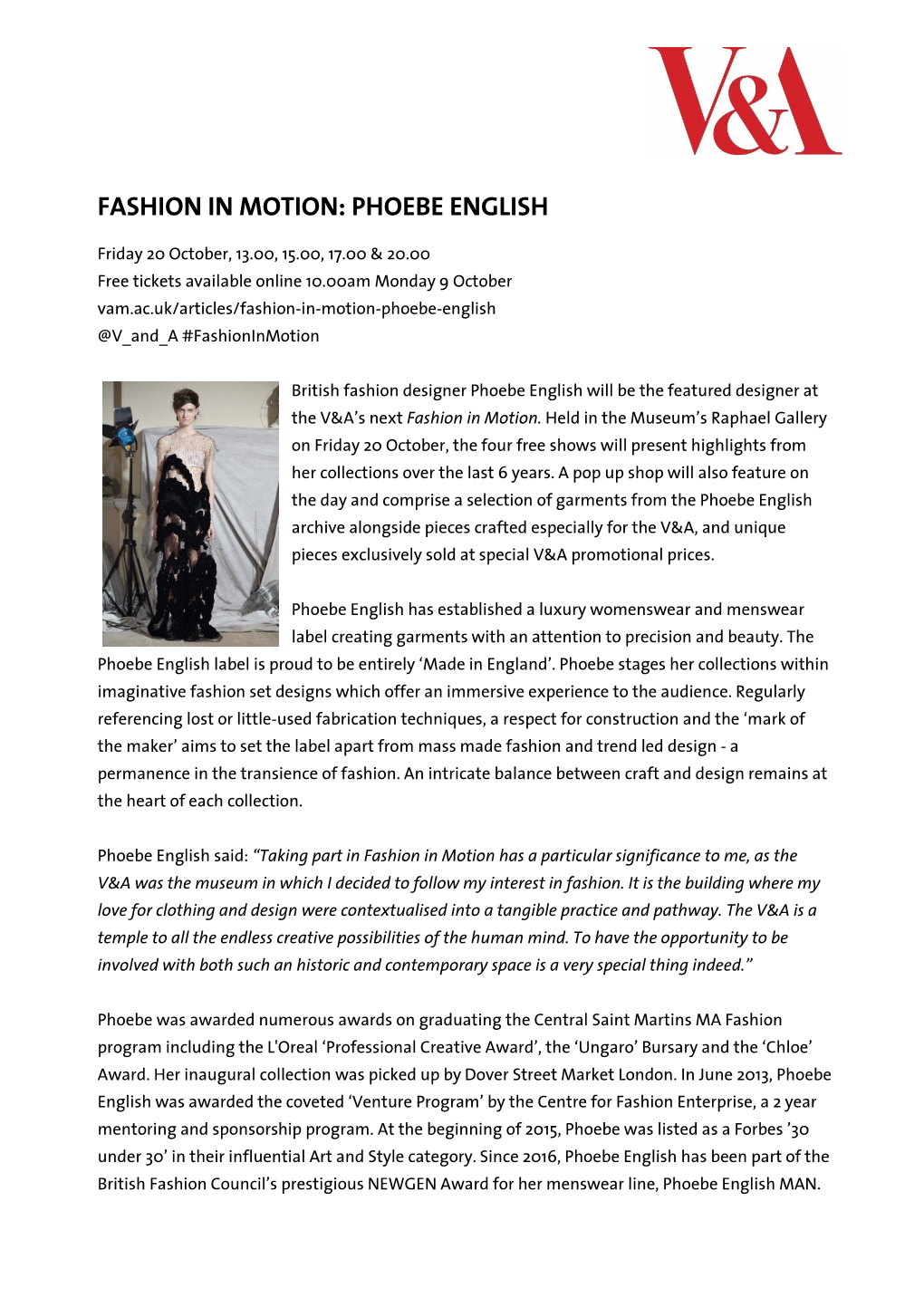 Fashion in Motion: Phoebe English