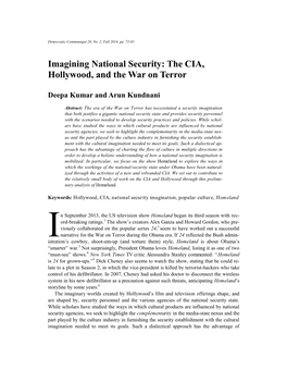 Imagining National Security: the CIA, Hollywood, and the War on Terror