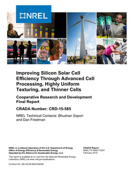 Improving Silicon Solar Cell Efficiency Through Advanced Cell Processing