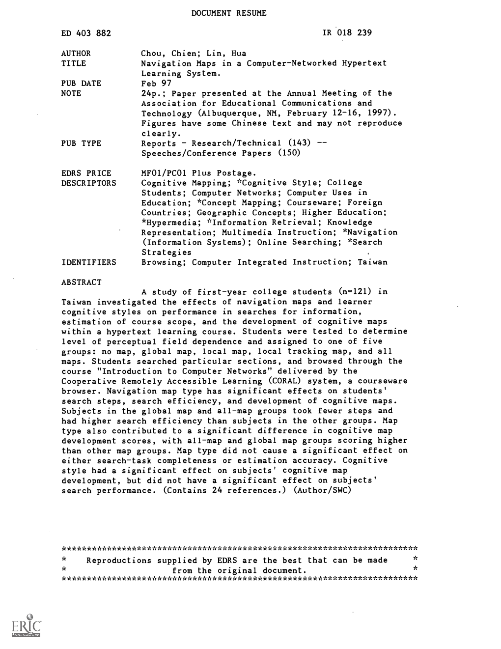 Lin, Hua Navigation Maps in a Computer-Networked Hypertext