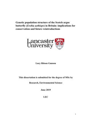 Genetic Population Structure of the Scotch Argus Butterfly (Erebia Aethiops) in Britain: Implications for Conservation and Future Reintroductions
