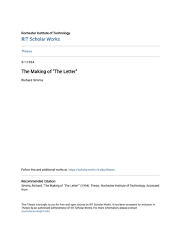 The Making of "The Letter"