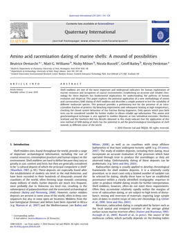 Amino Acid Racemization Dating of Marine Shells: a Mound of Possibilities