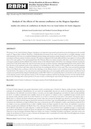 Analysis of the Effects of the Stream Confluence on the Alagoas Aqueduct
