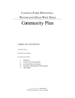 West Hills / West Valley Community Plan