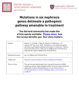 Mutations in Six Nephrosis Genes Delineate a Pathogenic Pathway Amenable to Treatment
