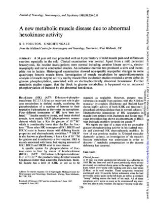 A New Metabolic Muscle Disease Due to Abnormal Hexokinase Activity