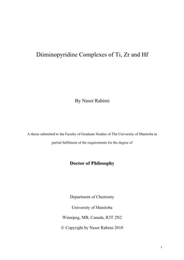 Diiminopyridine Complexes of Ti, Zr and Hf