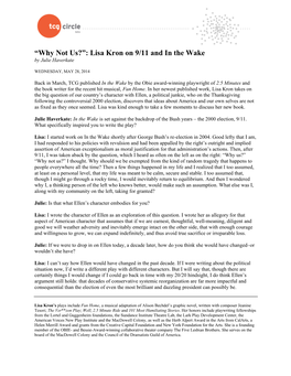 “Why Not Us?”: Lisa Kron on 9/11 and in the Wake by Julie Haverkate