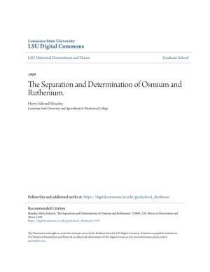 The Separation and Determination of Osmium and Ruthenium