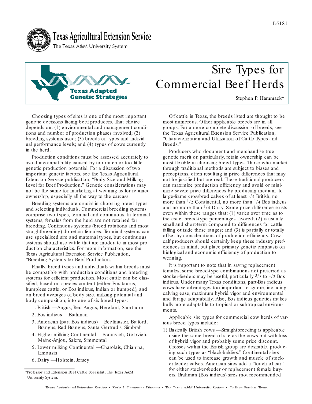 Sire Types for Commercial Beef Herds Stephen P