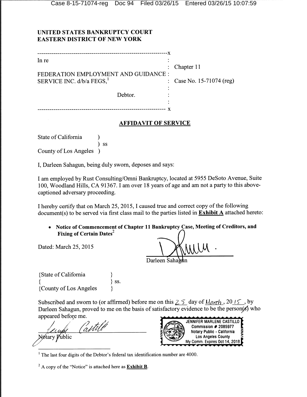 Case 8-15-71074-Reg Doc 94 Filed 03/26/15