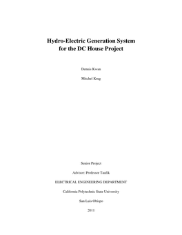 Hydro-Electric Generation System for the DC House Project