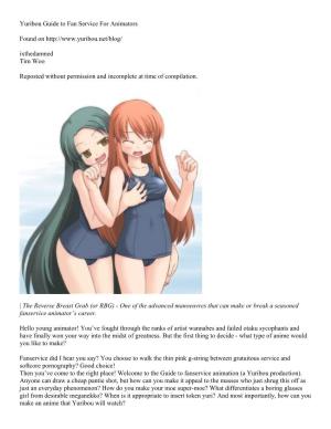 Yuribou Guide to Fan Service for Animators Found on Ixthedamned Tim Woo Reposted Without Permission