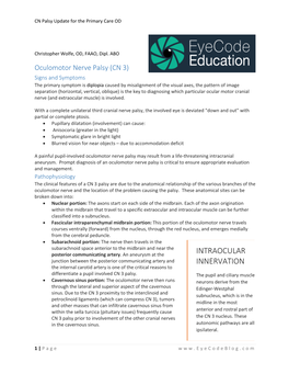 CN Palsy Update for the Primary Care OD