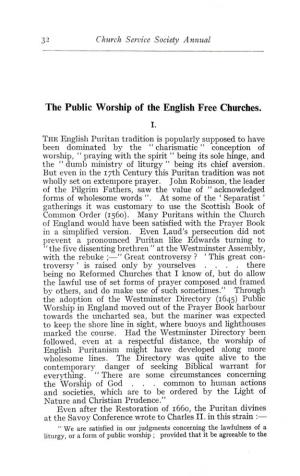 The Public Worship of the English Free Churches