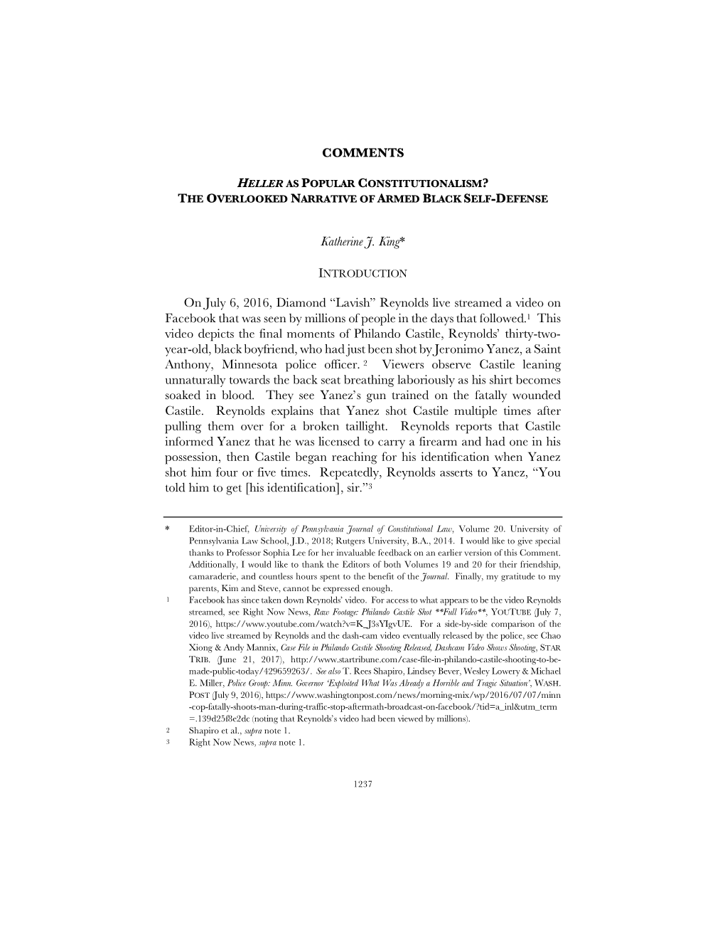 Heller As Popular Constitutionalism? the Overlooked Narrative of Armed Black Self-Defense