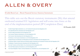 Brexit Financial Services Statutory Instruments