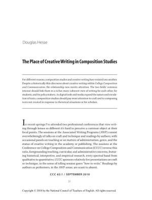 The Place of Creative Writing in Composition Studies